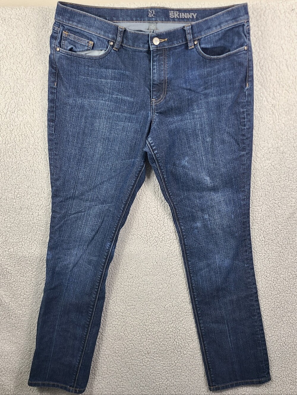 NY&C New York & Company Skinny Jeans Medium Wash Blue Stretch Denim 14